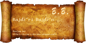 Bajári Baján névjegykártya